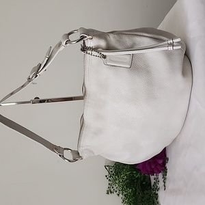 Coach White Pebbled Leather "Ali" Hobo Shoulder Bag Purse B0969-13655